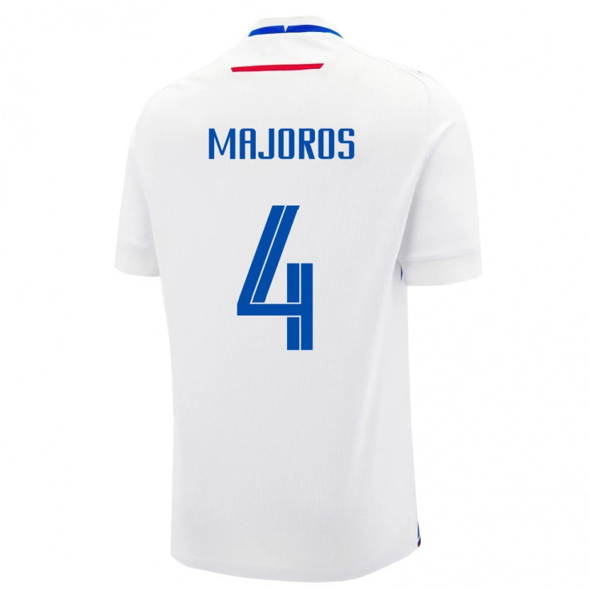 Danxen Hombre Camiseta Eslovaquia Daniel Majoros #4 Blanco Azul 2ª Equipación 26-28 La Camisa