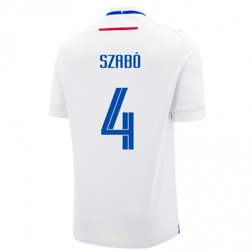 Danxen Hombre Camiseta Eslovaquia Bence Szabó #4 Blanco Azul 2ª Equipación 26-28 La Camisa