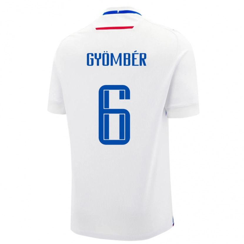 Danxen Hombre Camiseta Eslovaquia Norbert Gyömbér #6 Blanco Azul 2ª Equipación 26-28 La Camisa