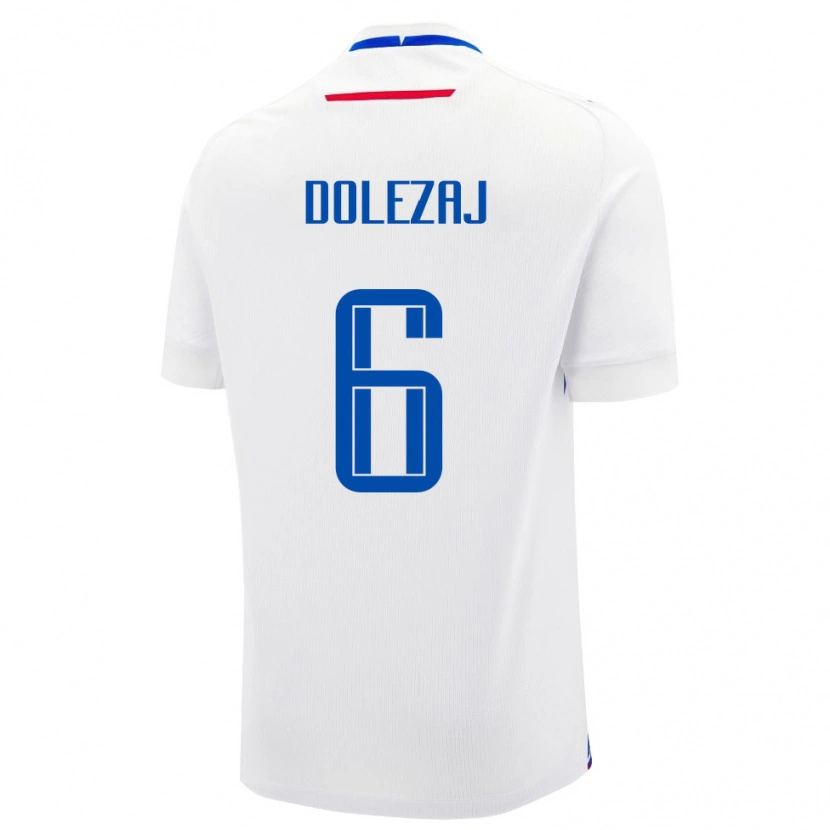 Danxen Hombre Camiseta Eslovaquia Maxim Dolezaj #6 Blanco Azul 2ª Equipación 26-28 La Camisa