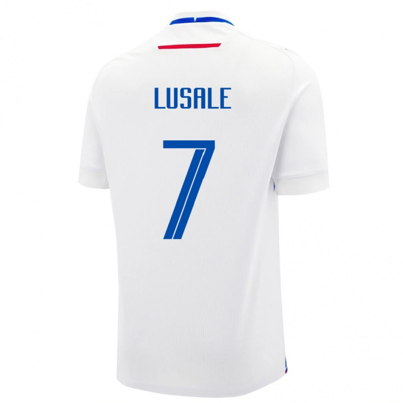Danxen Hombre Camiseta Eslovaquia Samuel Lusale #7 Blanco Azul 2ª Equipación 26-28 La Camisa