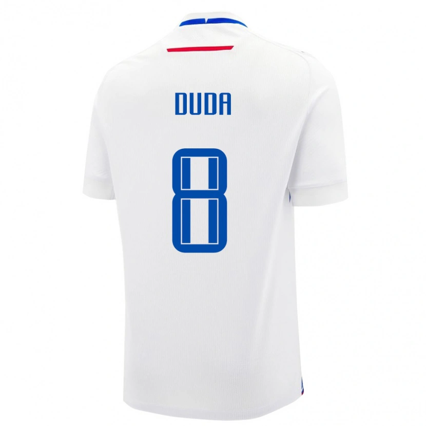 Danxen Hombre Camiseta Eslovaquia Ondrej Duda #8 Blanco Azul 2ª Equipación 26-28 La Camisa