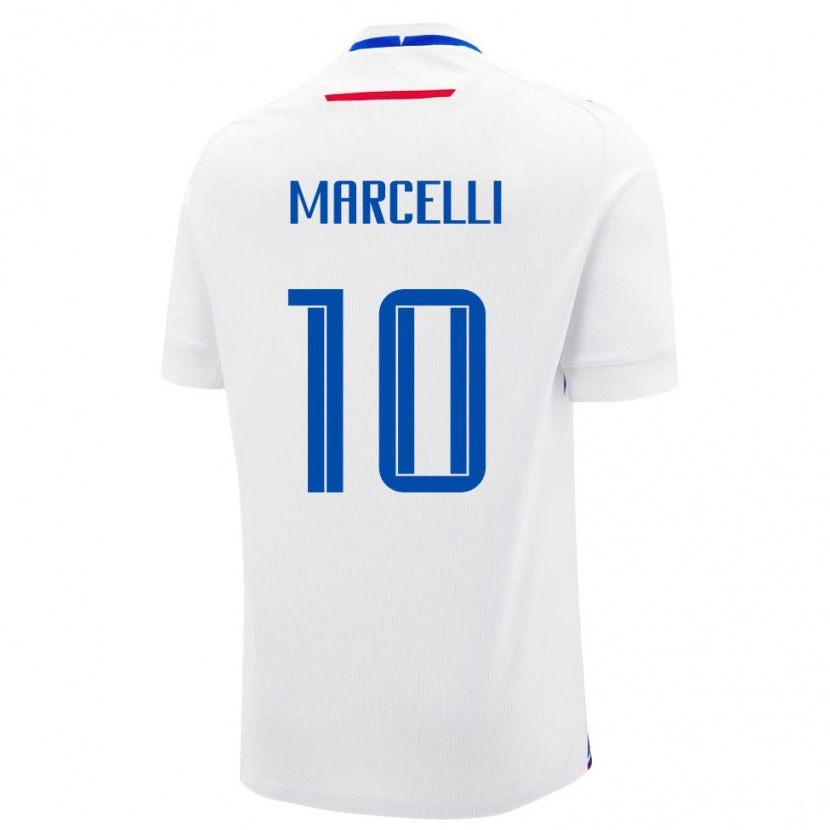 Danxen Hombre Camiseta Eslovaquia Nino Marcelli #10 Blanco Azul 2ª Equipación 26-28 La Camisa