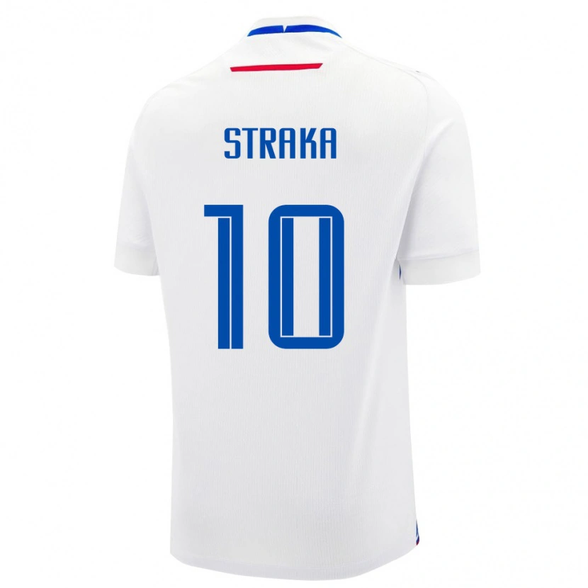 Danxen Hombre Camiseta Eslovaquia David Straka #10 Blanco Azul 2ª Equipación 26-28 La Camisa