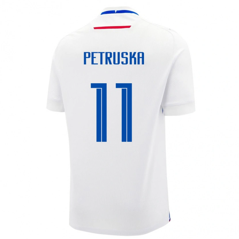 Danxen Hombre Camiseta Eslovaquia Robert Petruska #11 Blanco Azul 2ª Equipación 26-28 La Camisa