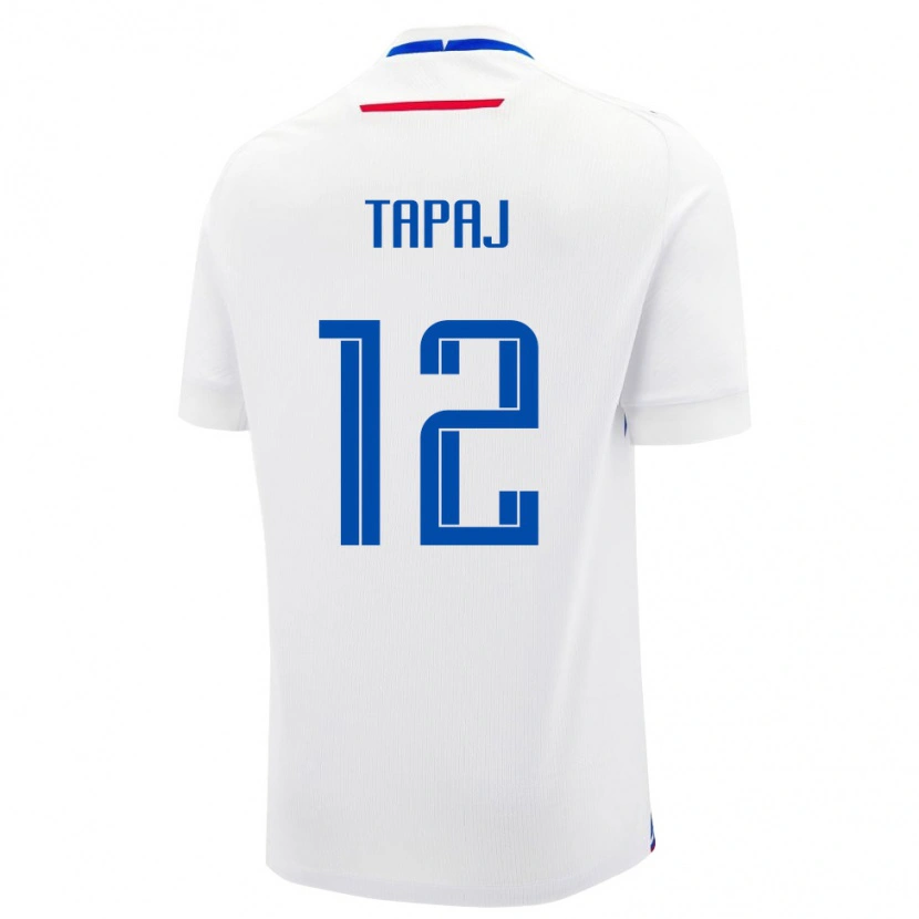 Danxen Hombre Camiseta Eslovaquia Dominik Tapaj #12 Blanco Azul 2ª Equipación 26-28 La Camisa