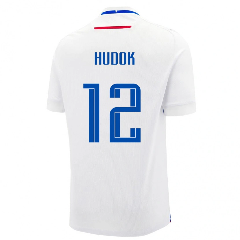 Danxen Hombre Camiseta Eslovaquia Alex Hudok #12 Blanco Azul 2ª Equipación 26-28 La Camisa
