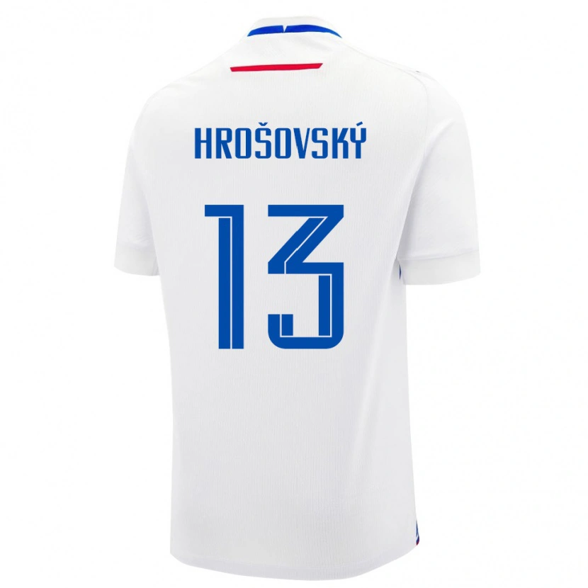 Danxen Hombre Camiseta Eslovaquia Patrik Hrosovsky #13 Blanco Azul 2ª Equipación 26-28 La Camisa