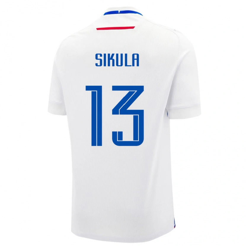 Danxen Hombre Camiseta Eslovaquia Nicolas Sikula #13 Blanco Azul 2ª Equipación 26-28 La Camisa