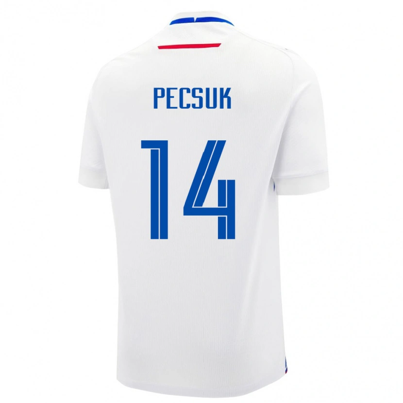 Danxen Hombre Camiseta Eslovaquia Dominik Pecsuk #14 Blanco Azul 2ª Equipación 26-28 La Camisa
