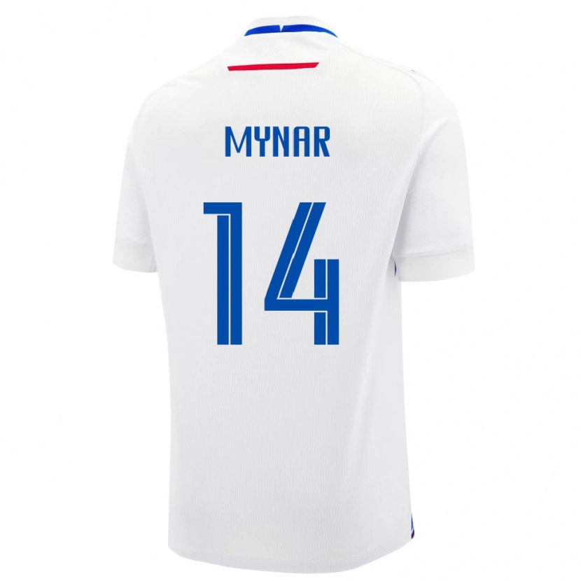 Danxen Hombre Camiseta Eslovaquia Michal Mynar #14 Blanco Azul 2ª Equipación 26-28 La Camisa