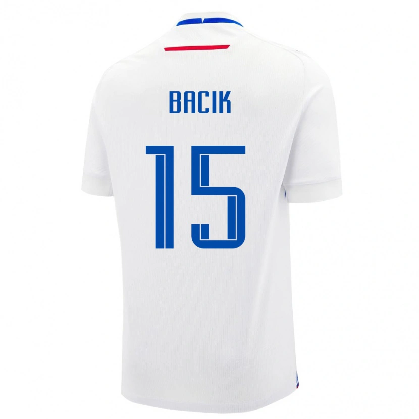 Danxen Hombre Camiseta Eslovaquia Martin Bacik #15 Blanco Azul 2ª Equipación 26-28 La Camisa