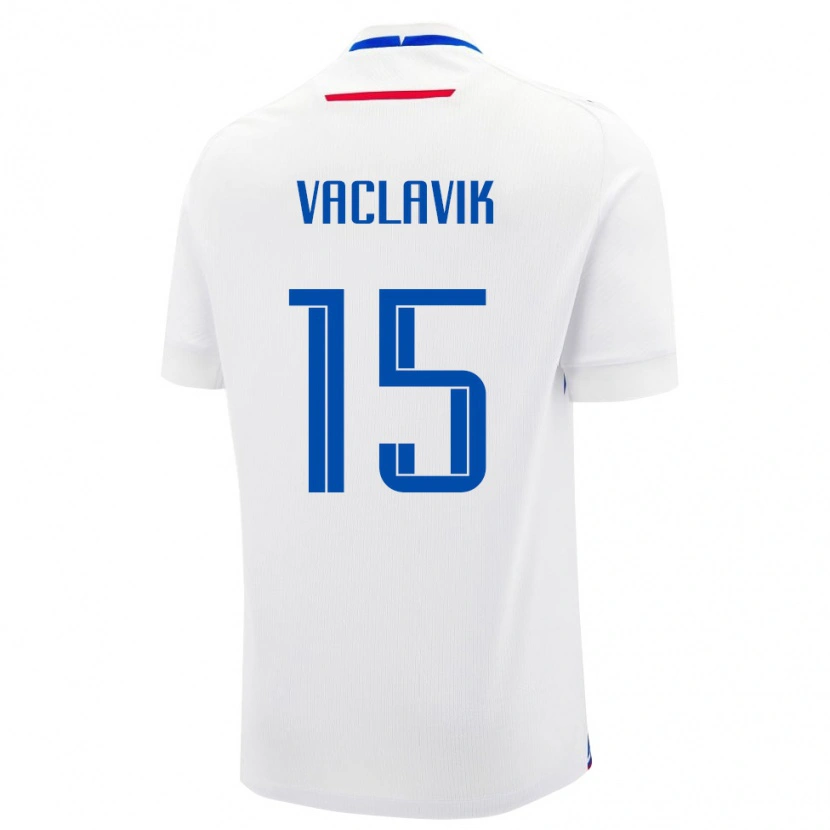 Danxen Hombre Camiseta Eslovaquia Filip Vaclavik #15 Blanco Azul 2ª Equipación 26-28 La Camisa