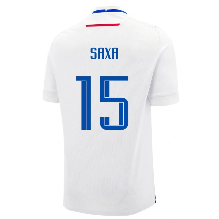 Danxen Hombre Camiseta Eslovaquia Michal Saxa #15 Blanco Azul 2ª Equipación 26-28 La Camisa
