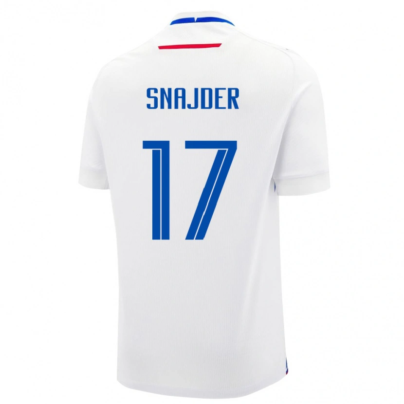 Danxen Hombre Camiseta Eslovaquia Dominik Snajder #17 Blanco Azul 2ª Equipación 26-28 La Camisa