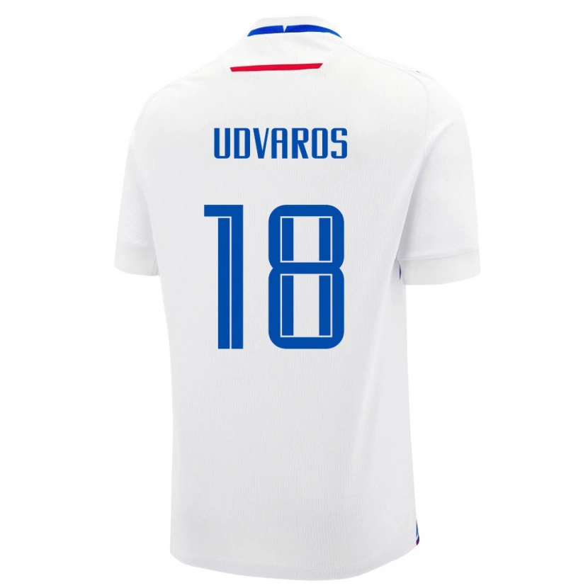 Danxen Hombre Camiseta Eslovaquia Nathan Udvaros #18 Blanco Azul 2ª Equipación 26-28 La Camisa