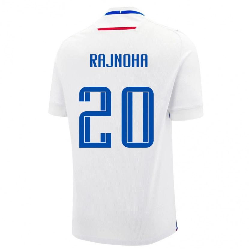 Danxen Hombre Camiseta Eslovaquia Adam Rajnoha #20 Blanco Azul 2ª Equipación 26-28 La Camisa