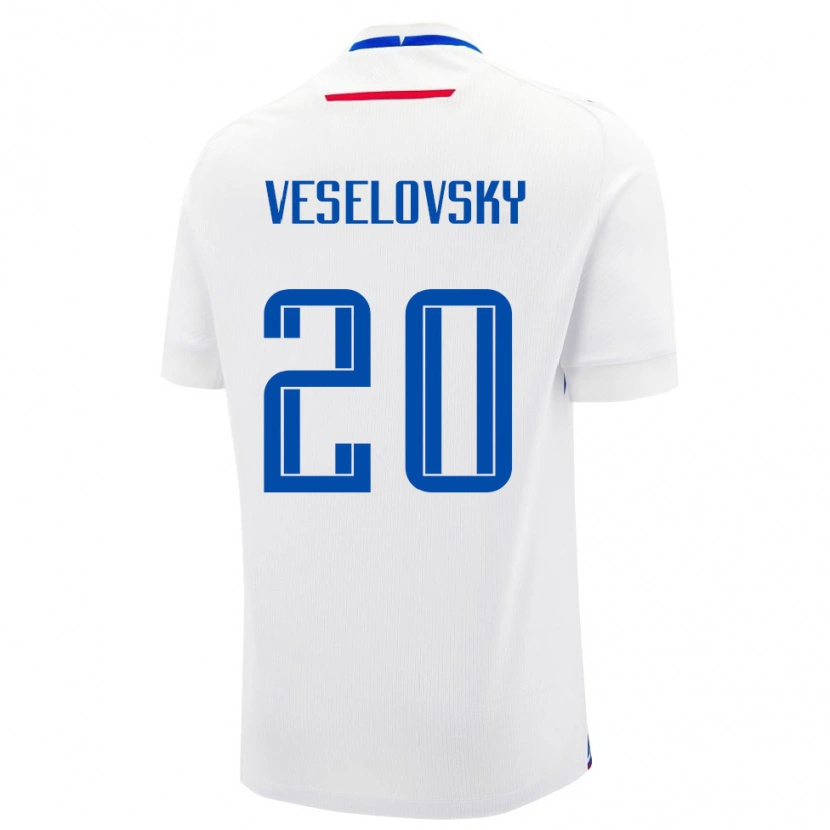 Danxen Hombre Camiseta Eslovaquia Dominik Veselovsky #20 Blanco Azul 2ª Equipación 26-28 La Camisa