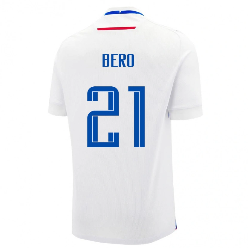 Danxen Hombre Camiseta Eslovaquia Matus Bero #21 Blanco Azul 2ª Equipación 26-28 La Camisa