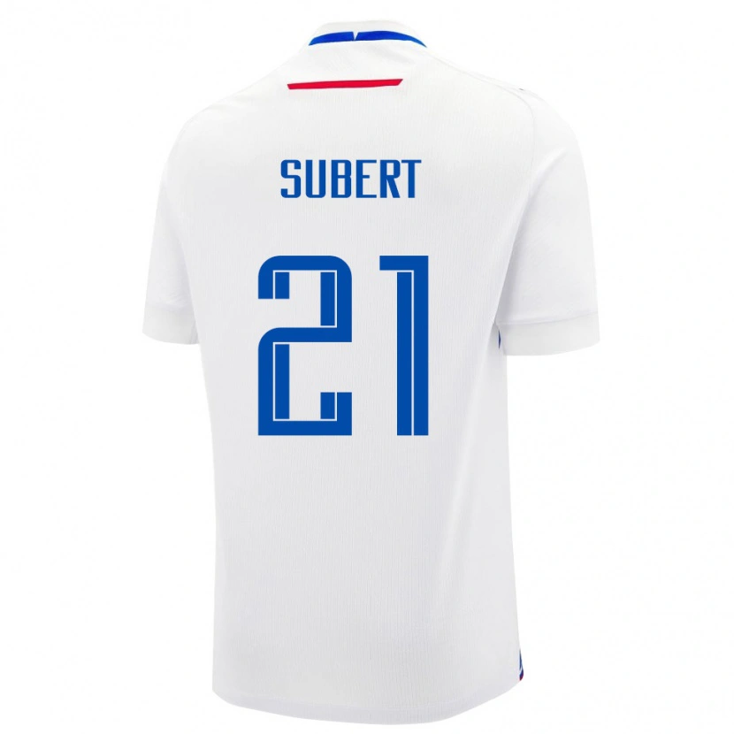 Danxen Hombre Camiseta Eslovaquia Alex Subert #21 Blanco Azul 2ª Equipación 26-28 La Camisa