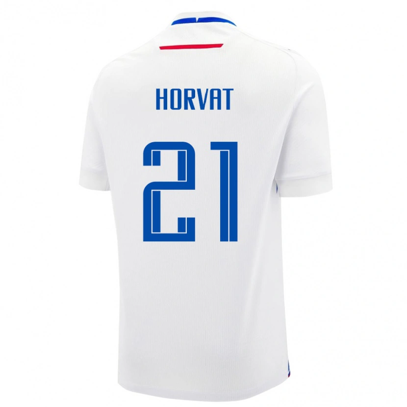 Danxen Hombre Camiseta Eslovaquia Adam Horvat #21 Blanco Azul 2ª Equipación 26-28 La Camisa
