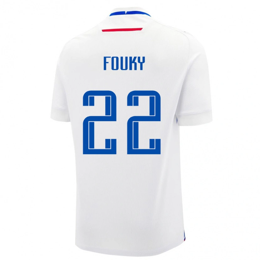 Danxen Hombre Camiseta Eslovaquia Samo Fouky #22 Blanco Azul 2ª Equipación 26-28 La Camisa