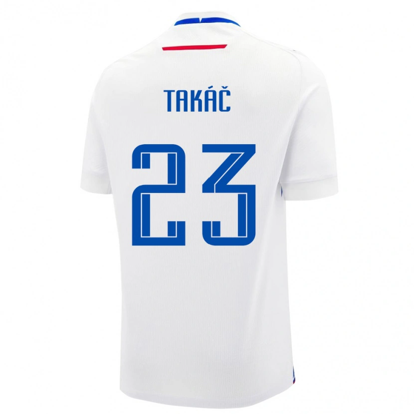 Danxen Hombre Camiseta Eslovaquia Dominik Takac #23 Blanco Azul 2ª Equipación 26-28 La Camisa