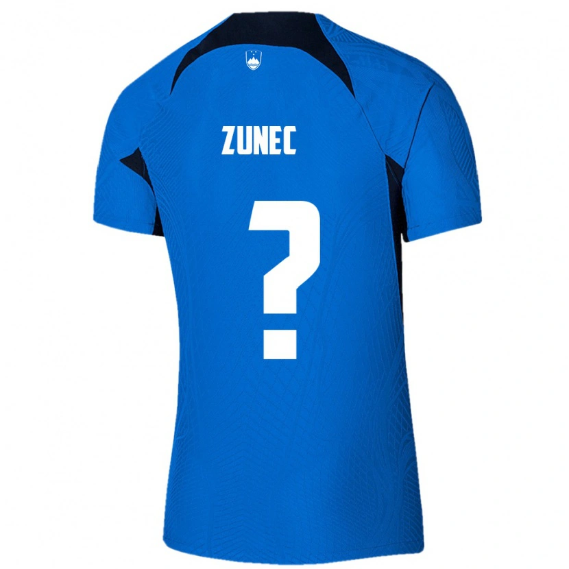 Danxen Hombre Camiseta Eslovenia Bor Zunec #0 Azul Blanco 2ª Equipación 26-28 La Camisa