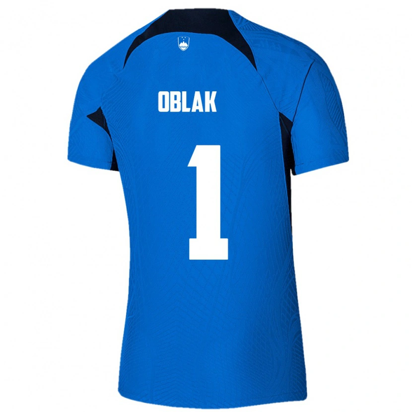 Danxen Hombre Camiseta Eslovenia Jan Oblak #1 Azul Blanco 2ª Equipación 26-28 La Camisa