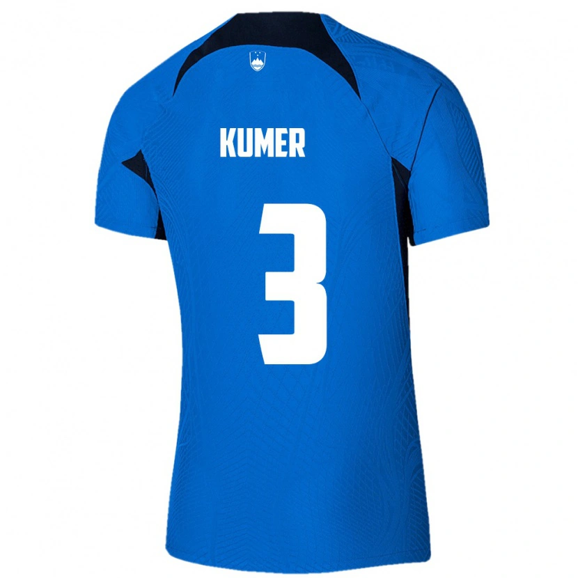 Danxen Hombre Camiseta Eslovenia Alin Kumer Celik #3 Azul Blanco 2ª Equipación 26-28 La Camisa