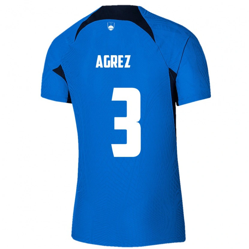 Danxen Hombre Camiseta Eslovenia Sara Agrež #3 Azul Blanco 2ª Equipación 26-28 La Camisa