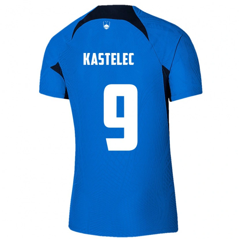 Danxen Hombre Camiseta Eslovenia Mirjam Kastelec #9 Azul Blanco 2ª Equipación 26-28 La Camisa