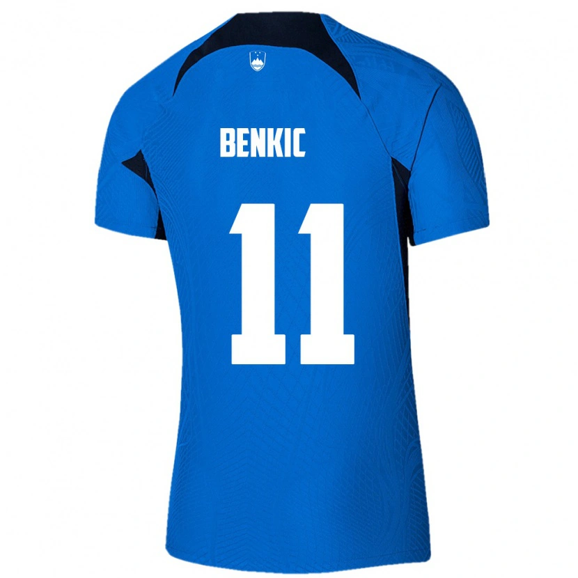 Danxen Hombre Camiseta Eslovenia Kevin Benkic #11 Azul Blanco 2ª Equipación 26-28 La Camisa