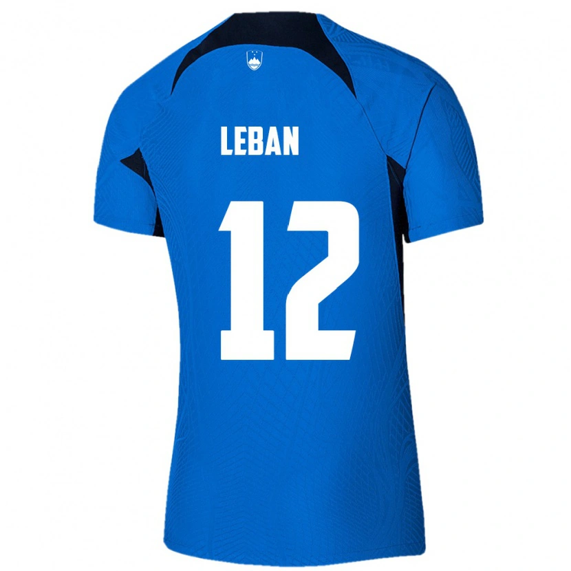 Danxen Hombre Camiseta Eslovenia Zan-Luk Leban #12 Azul Blanco 2ª Equipación 26-28 La Camisa