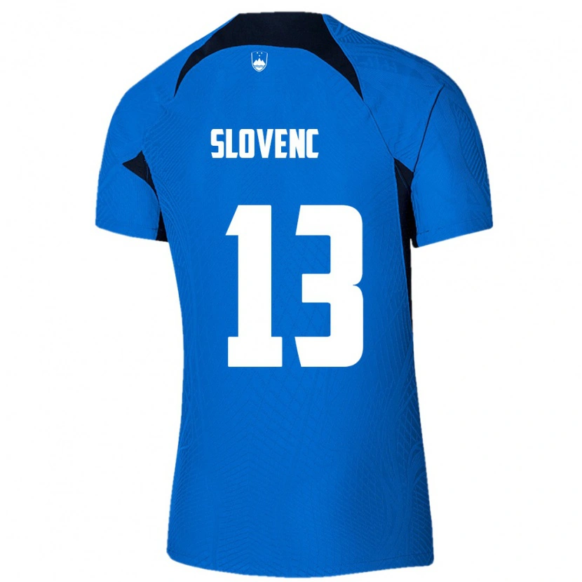 Danxen Hombre Camiseta Eslovenia Nejc Slovenc #13 Azul Blanco 2ª Equipación 26-28 La Camisa