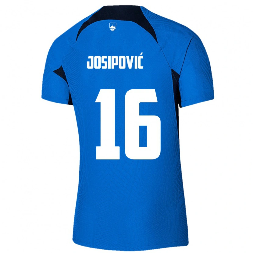 Danxen Hombre Camiseta Eslovenia Aleksej Josipović #16 Azul Blanco 2ª Equipación 26-28 La Camisa