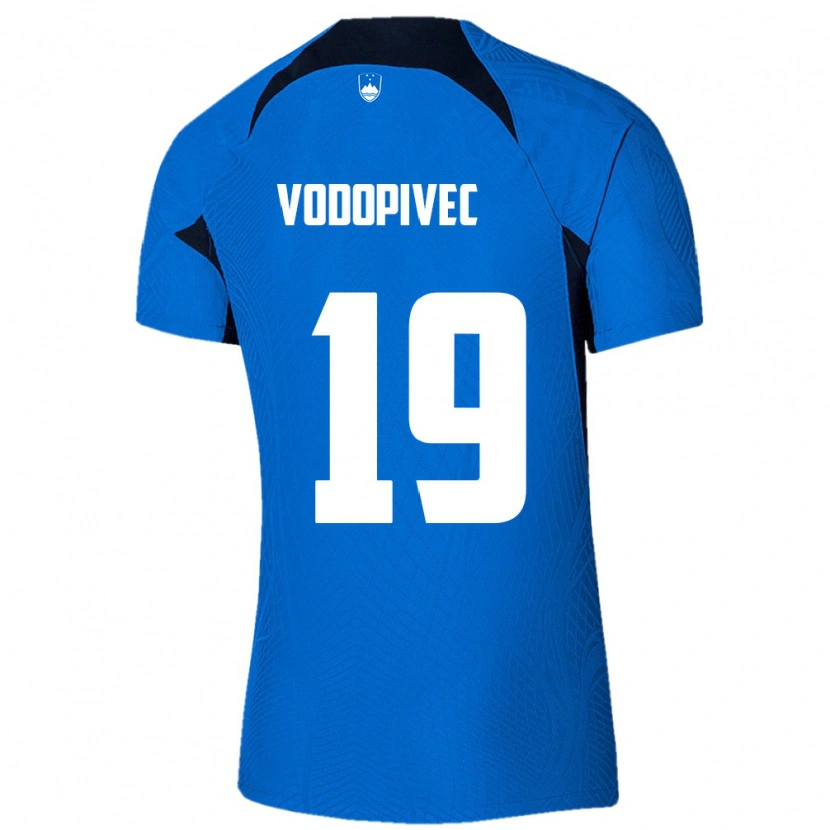 Danxen Hombre Camiseta Eslovenia Aljaz Vodopivec #19 Azul Blanco 2ª Equipación 26-28 La Camisa