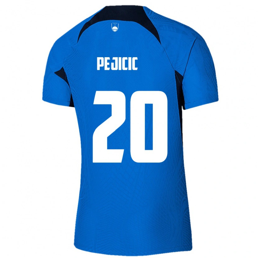 Danxen Hombre Camiseta Eslovenia David Pejičić #20 Azul Blanco 2ª Equipación 26-28 La Camisa