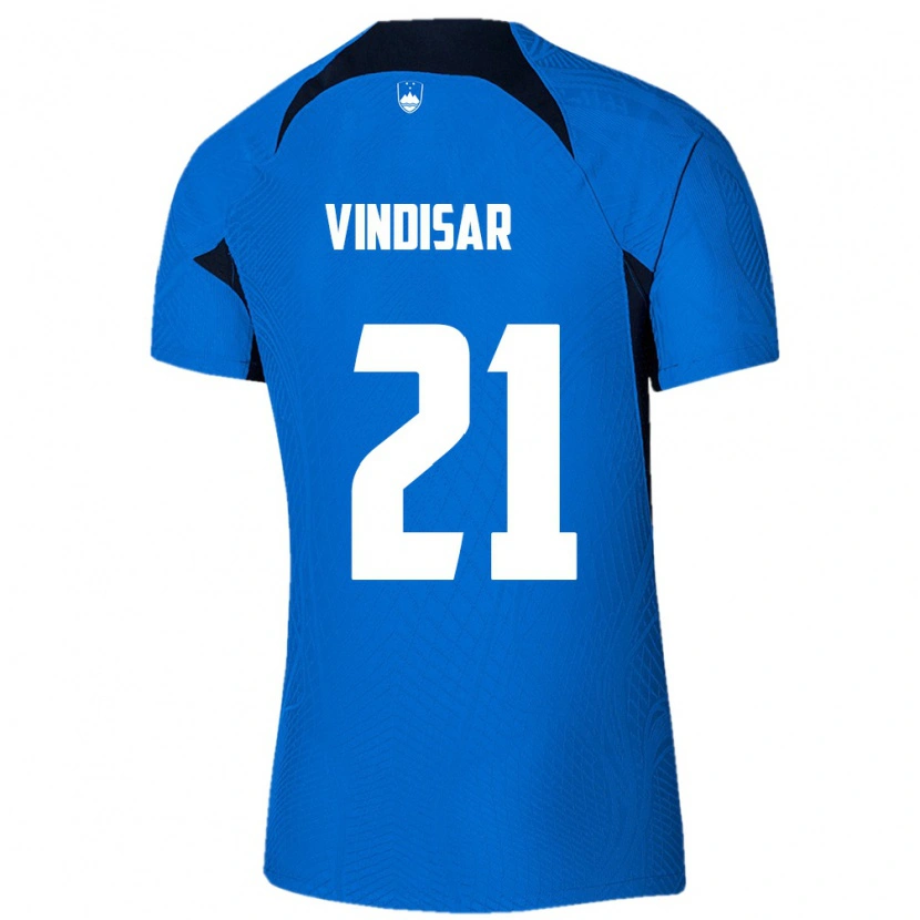 Danxen Hombre Camiseta Eslovenia Zala Vindišar #21 Azul Blanco 2ª Equipación 26-28 La Camisa