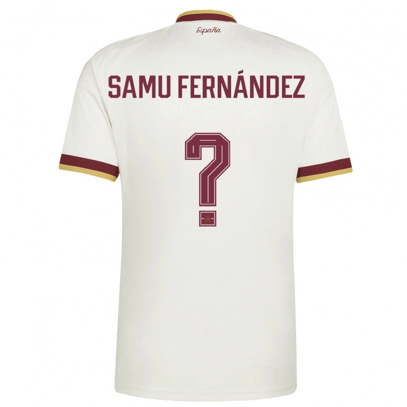 Danxen Hombre Camiseta España Samu Fernández #0 Marfil Borgoña 2ª Equipación 26-28 La Camisa