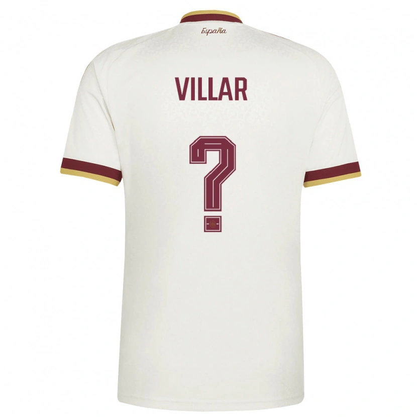 Danxen Hombre Camiseta España Pedro Villar #0 Marfil Borgoña 2ª Equipación 26-28 La Camisa
