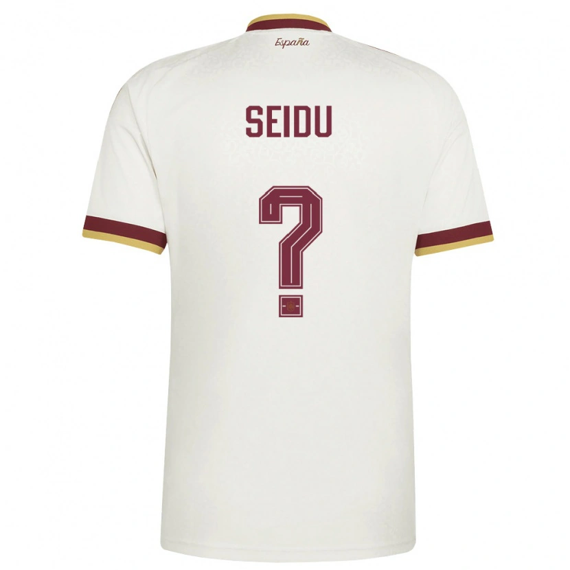 Danxen Hombre Camiseta España Taufik Seidu #0 Marfil Borgoña 2ª Equipación 26-28 La Camisa