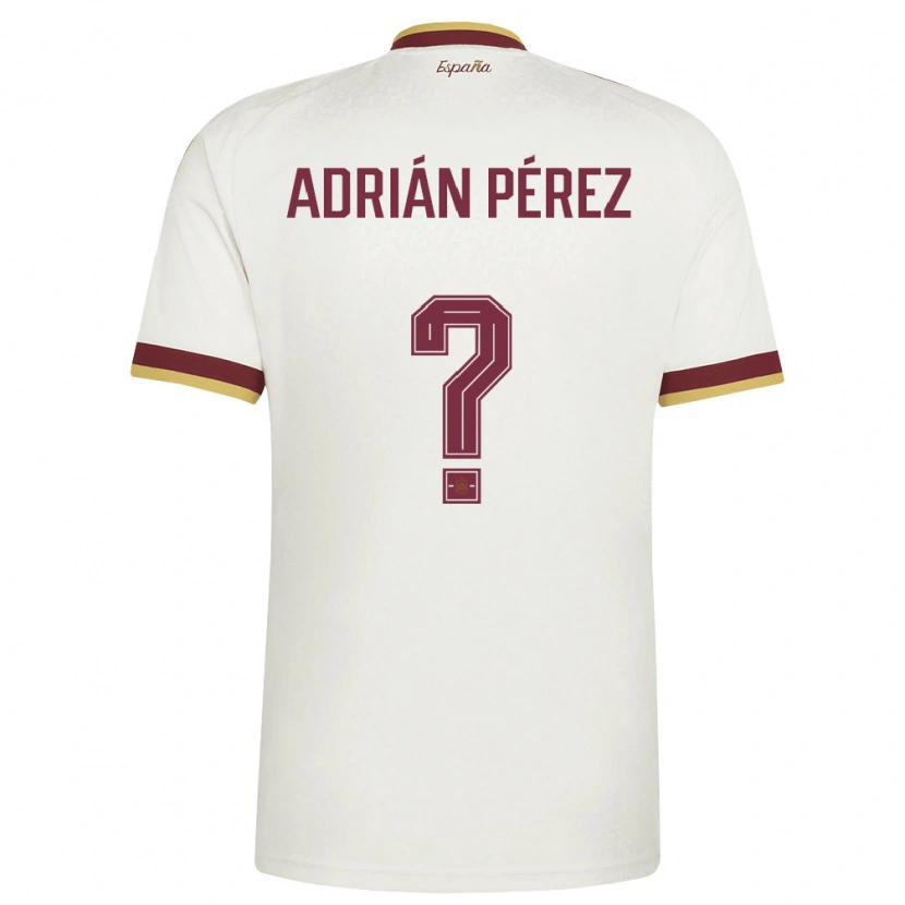 Danxen Hombre Camiseta España Adrián Pérez #0 Marfil Borgoña 2ª Equipación 26-28 La Camisa