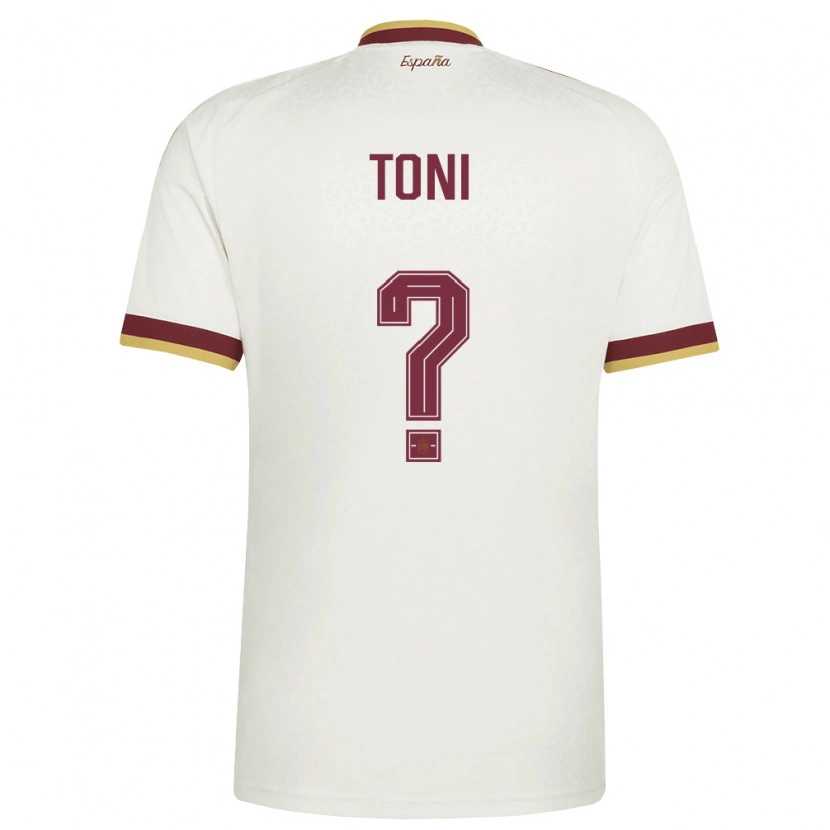 Danxen Hombre Camiseta España Toni Fernández #0 Marfil Borgoña 2ª Equipación 26-28 La Camisa