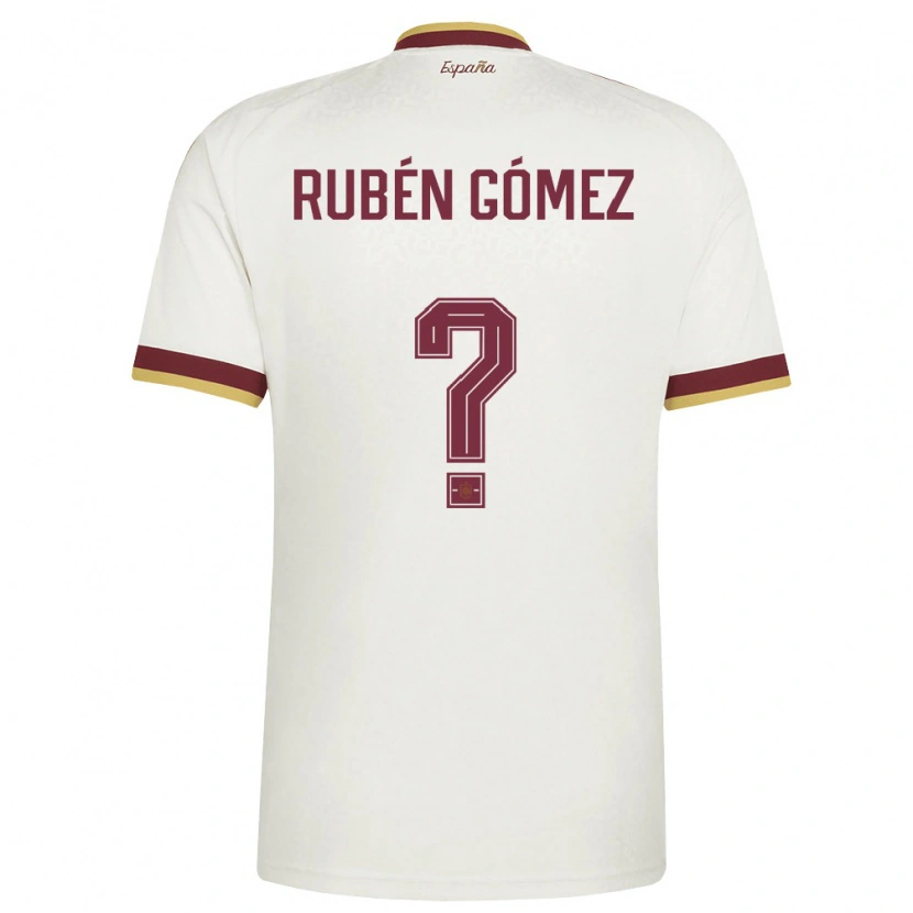 Danxen Hombre Camiseta España Rubén Gómez #0 Marfil Borgoña 2ª Equipación 26-28 La Camisa