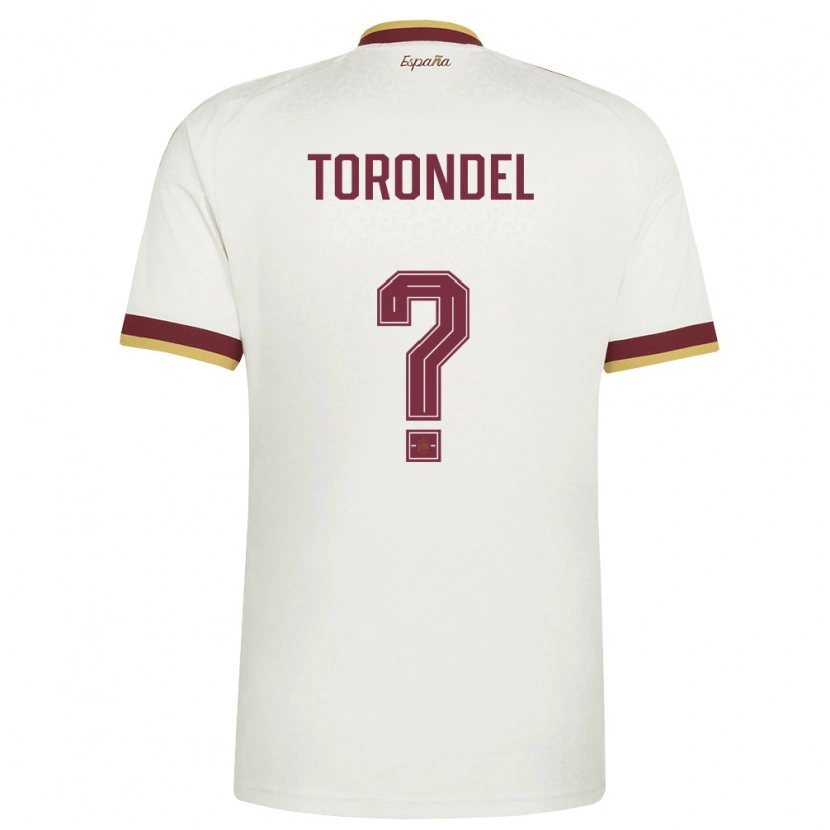 Danxen Hombre Camiseta España Aitor Torondel #0 Marfil Borgoña 2ª Equipación 26-28 La Camisa