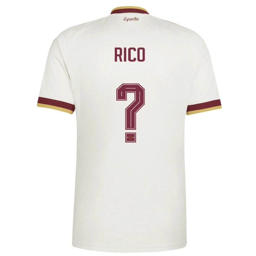 Danxen Hombre Camiseta España Leo Rico #0 Marfil Borgoña 2ª Equipación 26-28 La Camisa
