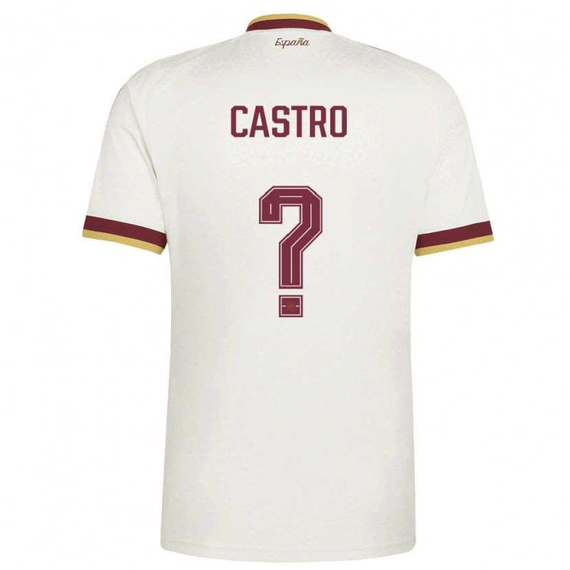Danxen Hombre Camiseta España Danel Castro #0 Marfil Borgoña 2ª Equipación 26-28 La Camisa
