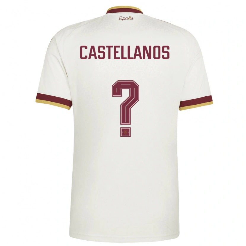Danxen Hombre Camiseta España Iván Castellanos #0 Marfil Borgoña 2ª Equipación 26-28 La Camisa