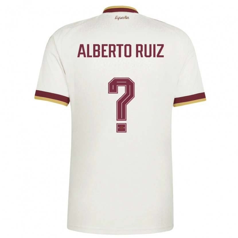 Danxen Hombre Camiseta España Alberto Ruiz #0 Marfil Borgoña 2ª Equipación 26-28 La Camisa